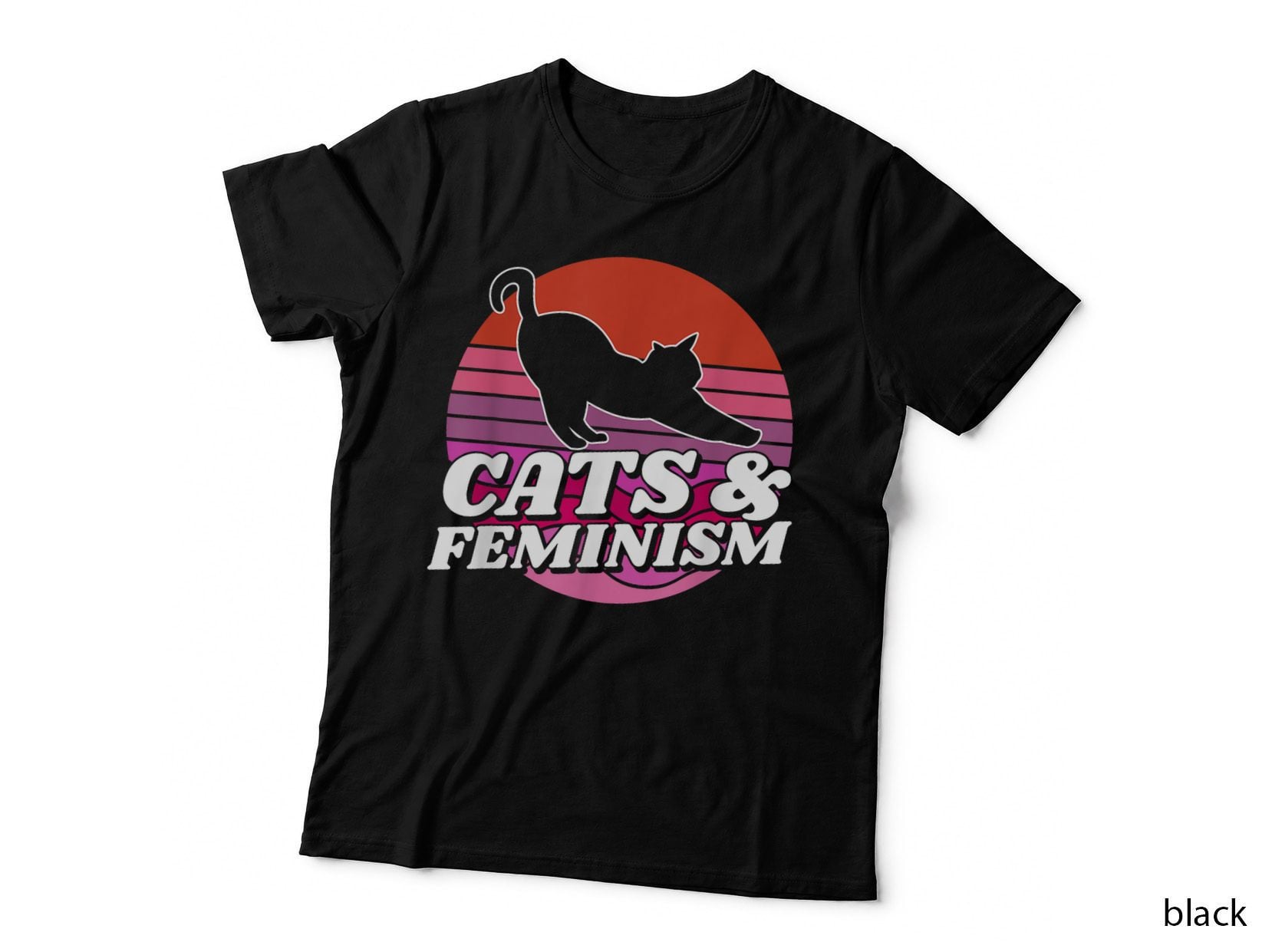 Cats & Feminism T-Shirt, Vintage Feminist, Pet Lover Apparel