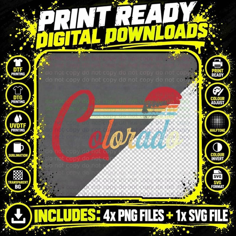 Colorado Retro Vintage T-Shirt, Patriotic Style Png SVG Digital Bundle