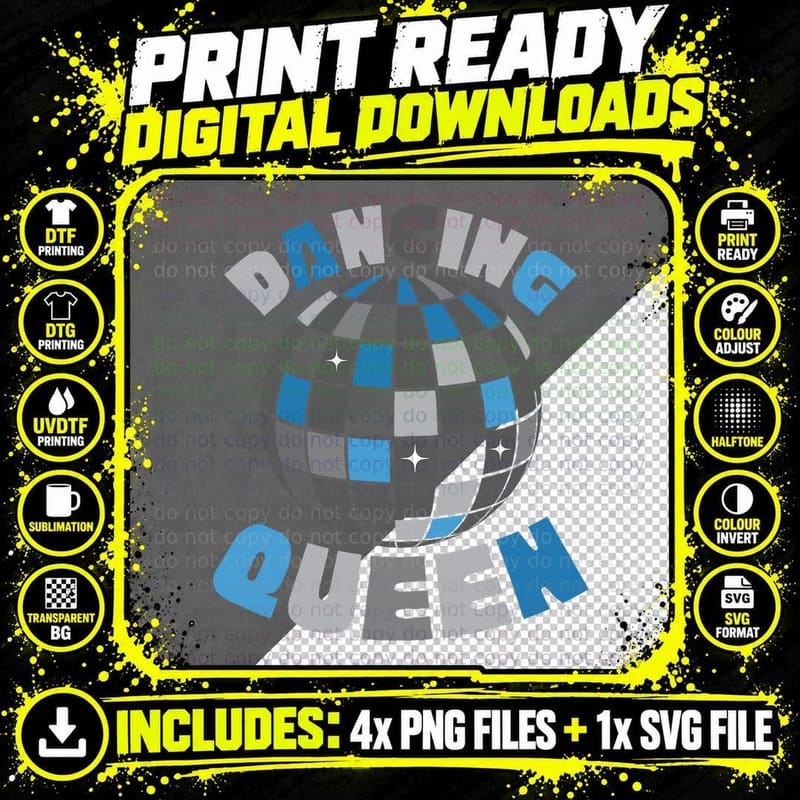 Disco Queen, Funky Vintage 70s 80s, Soul, Ball T-Shirt Png SVG Digital Bundle