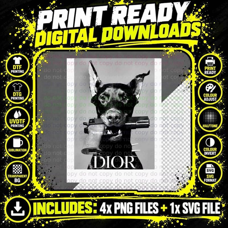 Doberman Gun Classic T-Shirt Png SVG Digital Bundle