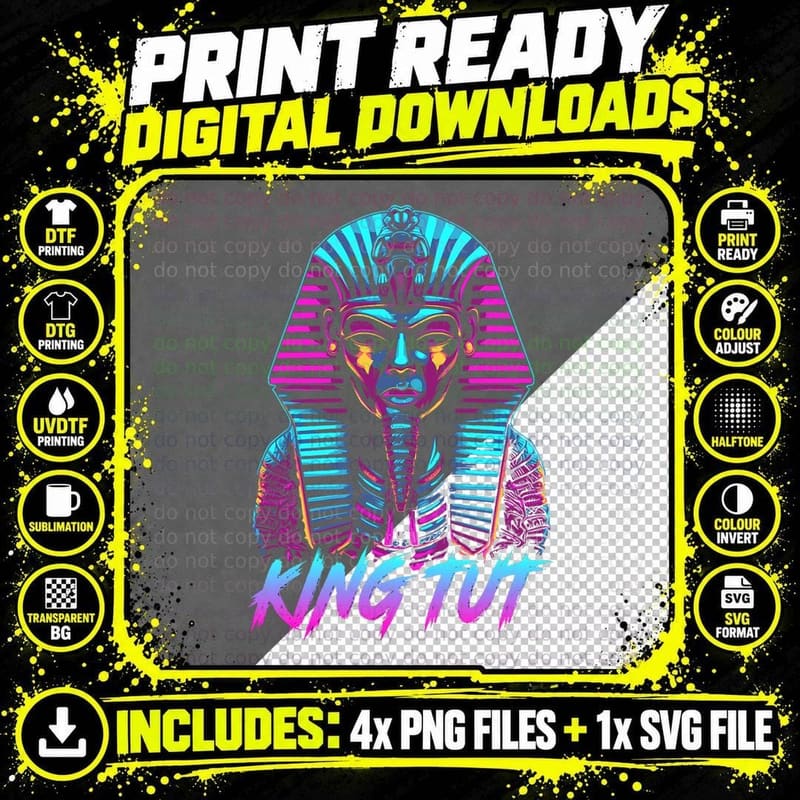 Egyptian Pharaoh Ancient Egypt King Tut Tutankhamun Png SVG Digital Bundle