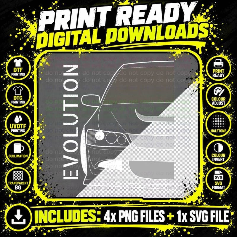 Evolution VIII Evo 8 JDM Classic AWD Turbo Rally Legend Png SVG Digital Bundle