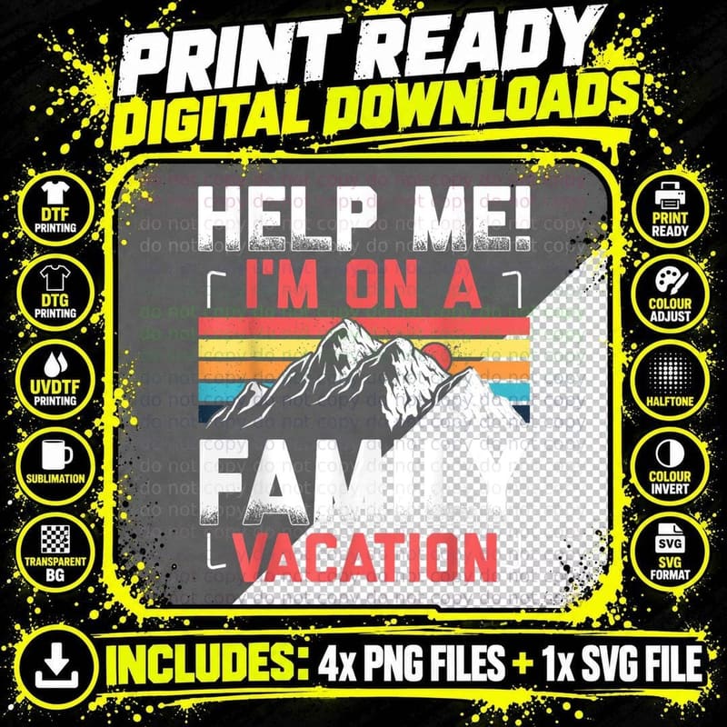 Family Vacation T-Shirt, Retro Vintage Style Png SVG Digital Bundle