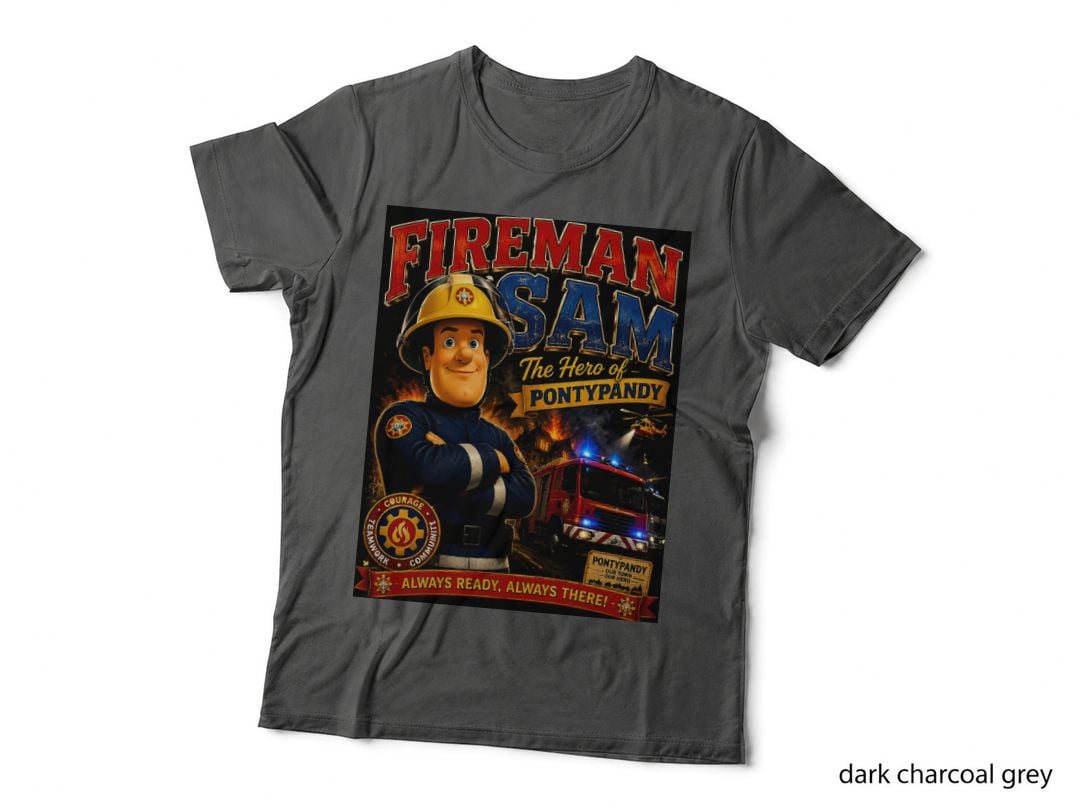 Fireman Sam T-Shirt, Vintage Cartoon Kids Nostalgia Halftone Hoodie