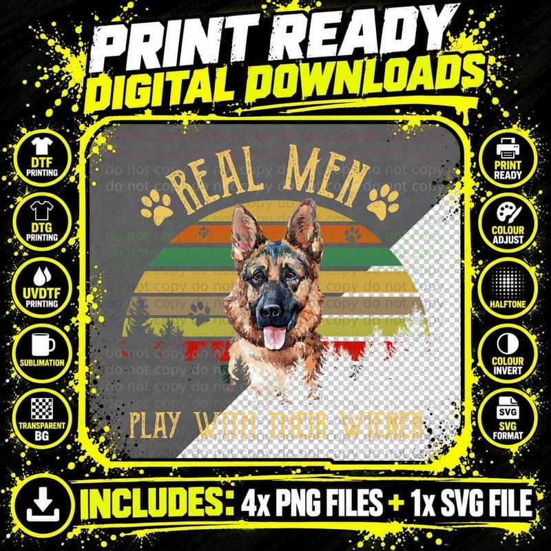 German Shepherd T-Shirt, Retro Vintage Style Png SVG Digital Bundle