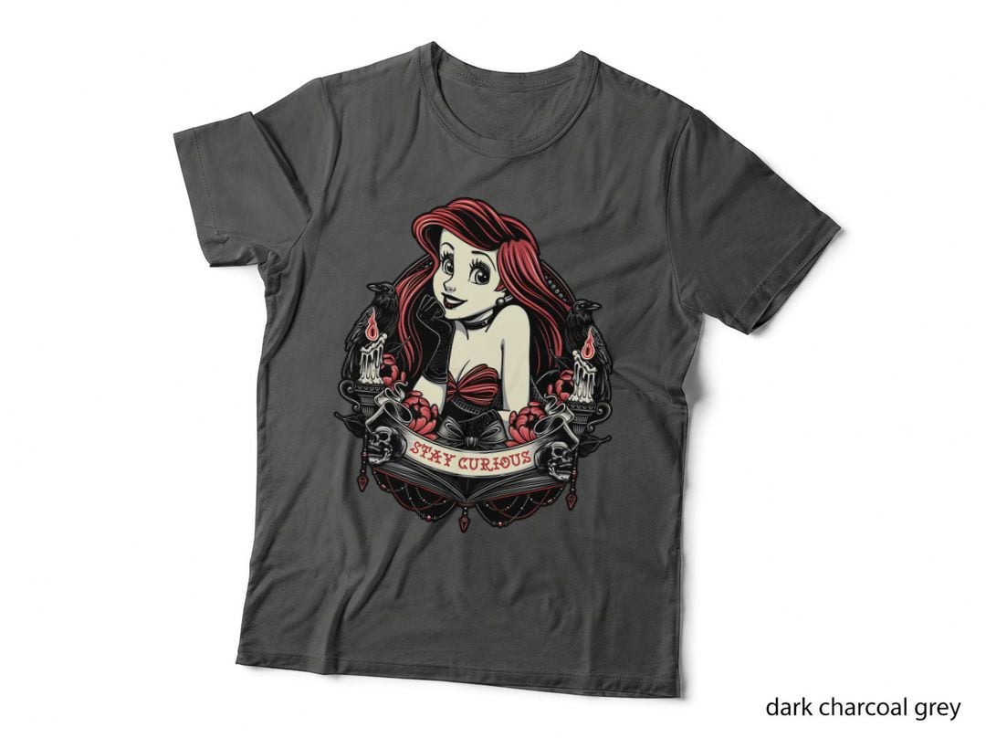 Gothic Ariel T-Shirt, Dark Fantasy Mermaid Stay Curious Vintage Hoodie