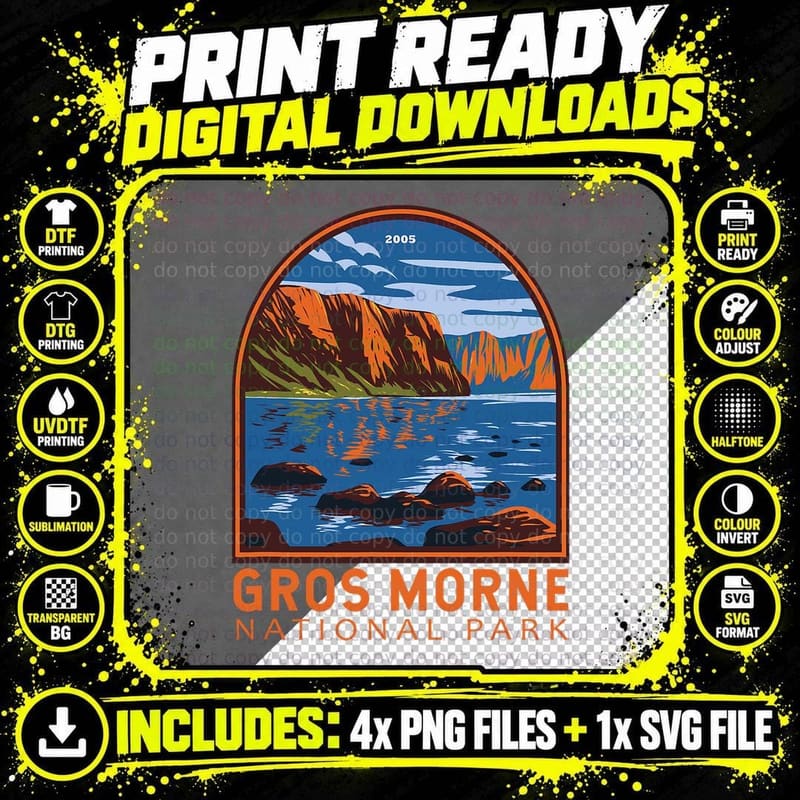 Gros Morne National Park Canada Vintage Emblem T-Shirt Png SVG Digital Bundle