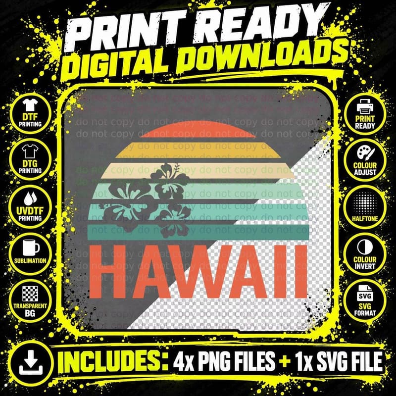 Hawaii Family Vacation Matching Vintage T-Shirt Png SVG Digital Bundle