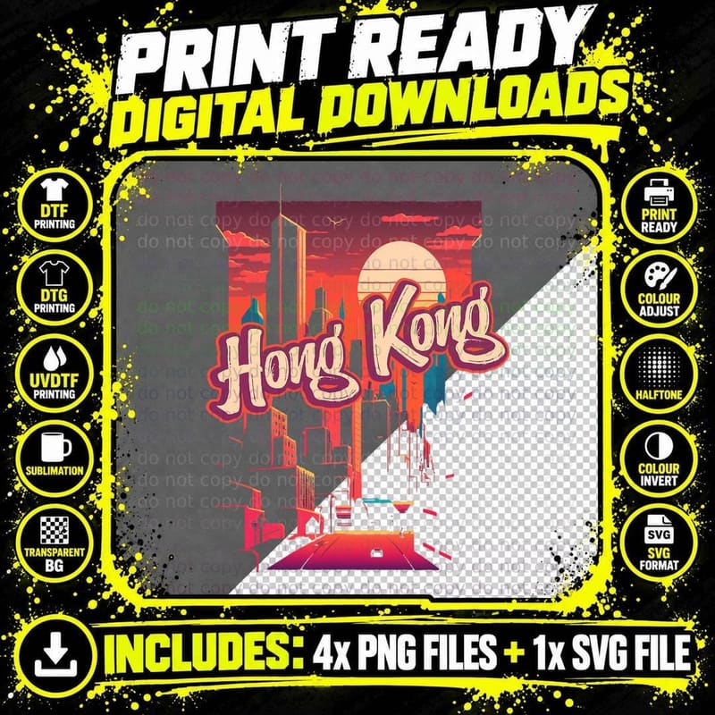 Hong Kong Retro Vintage Chinese Traveling T-Shirt Png SVG Digital Bundle
