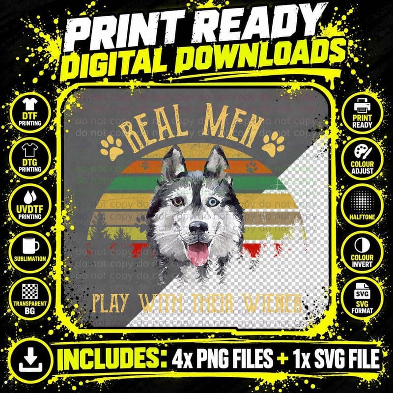 Husky T-Shirt, Vintage Retro Style, Pet Lover Apparel Png SVG Digital Bundle