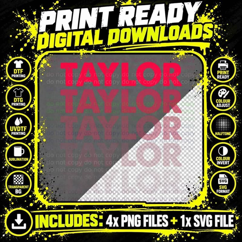 I Love Taylor Girl First Name Vintage Taylor T-Shirt Png SVG Digital Bundle