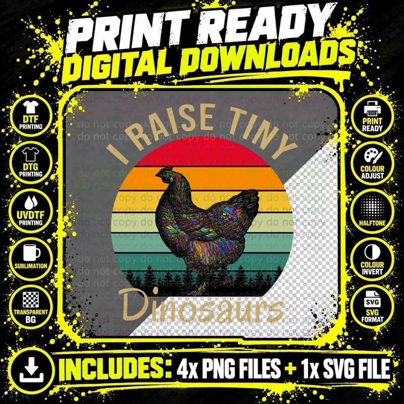 I Raise Tiny Dinosaurs T-Shirt, Retro Vintage Style Png SVG Digital Bundle