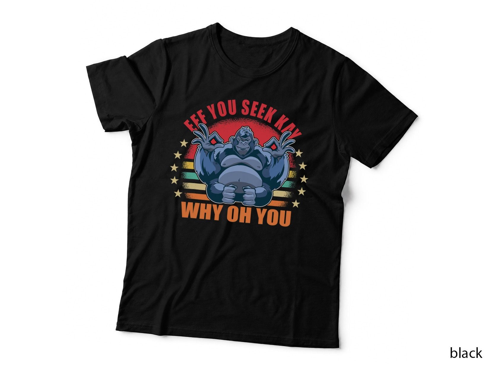 If You See Kay Why Oh You Yoga Retro Ape Gorilla T-Shirt