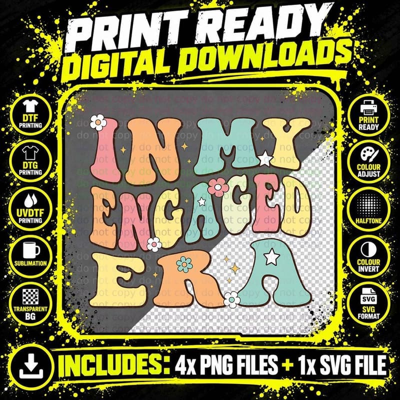 In My Engaged Era for Engaged Fiancée Era Woman Retro Png SVG Digital Bundle