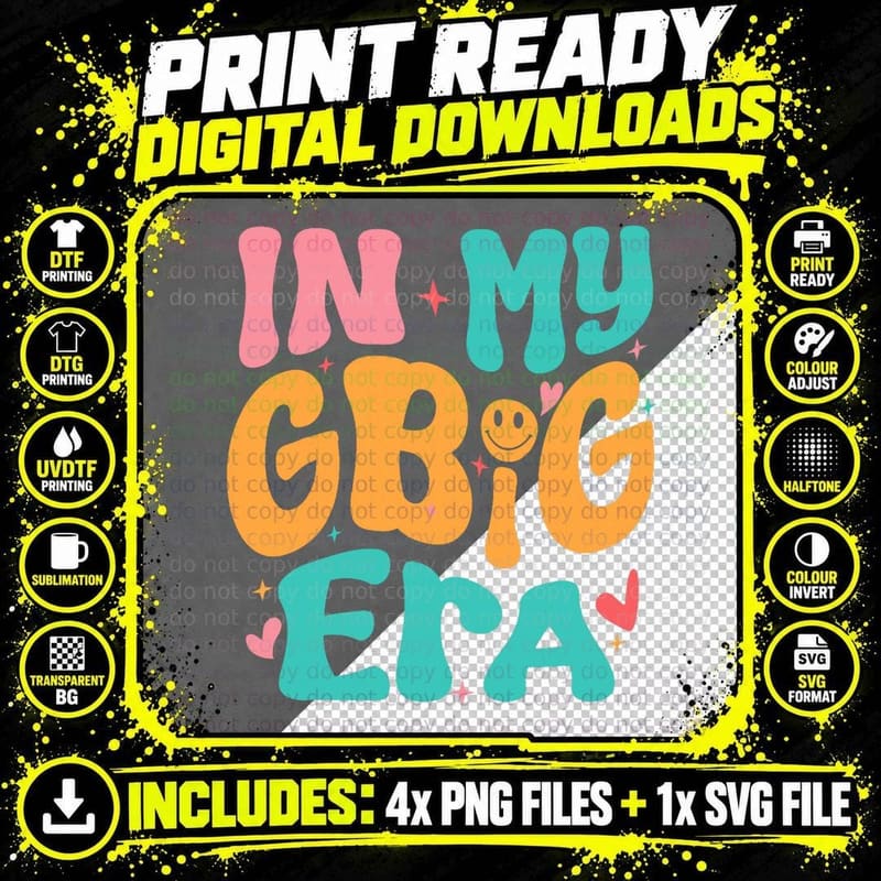 In My GBIG ERA Sorority Reveal Retro T-Shirt Png SVG Digital Bundle