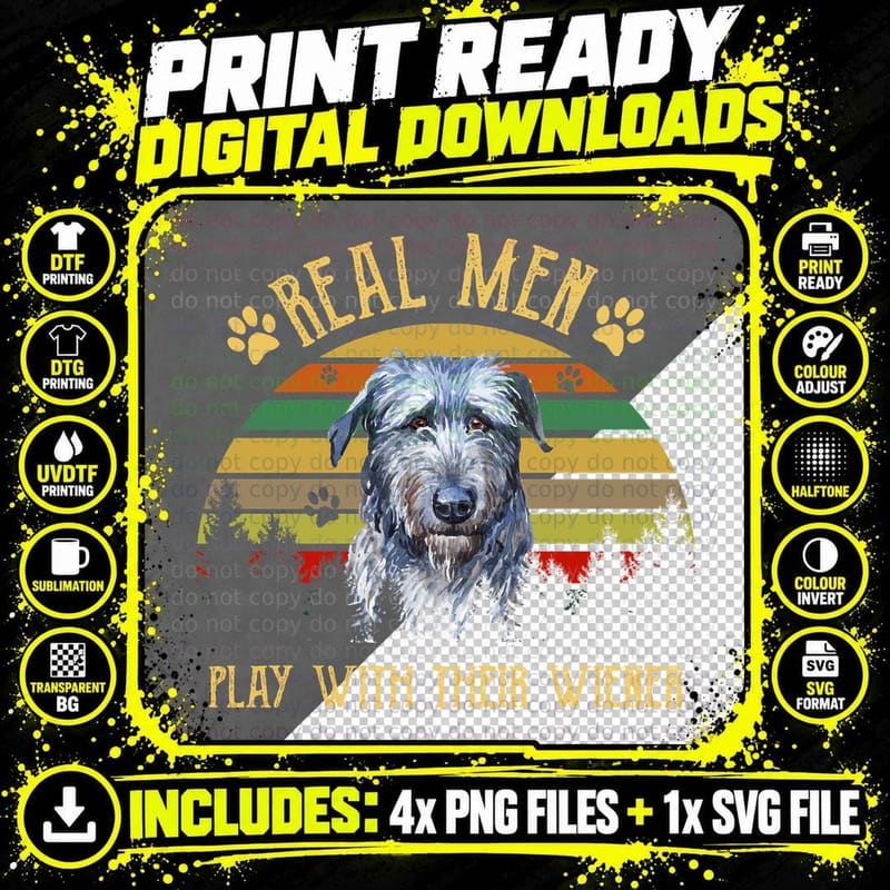 Irish Wolfhound T-Shirt, Retro Vintage Style Png SVG Digital Bundle