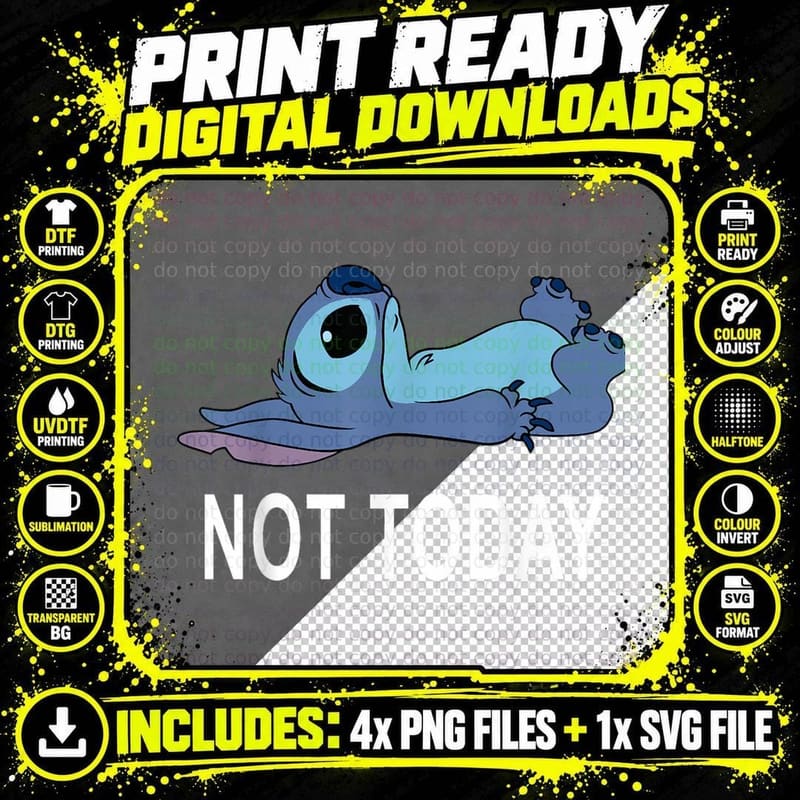 Island Girl & Alien Pet Not Today T-Shirt, Classic Png SVG Digital Bundle