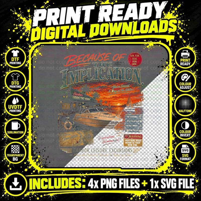 It's Always Sunny Vintage Marina Brochure Implication Png SVG Digital Bundle