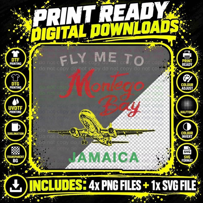 Jamaica Montego Bay Retro Fly Me to Jamaican Vintage Png SVG Digital Bundle
