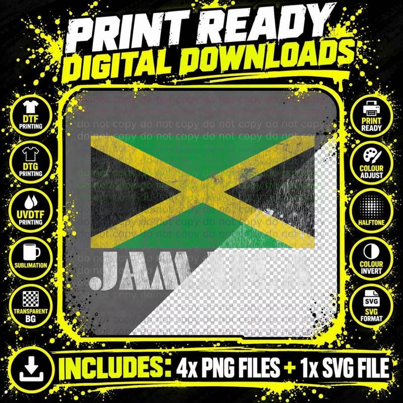 Jamaican Jamaica Flag Shirt Vintage Country Souvenir Png SVG Digital Bundle