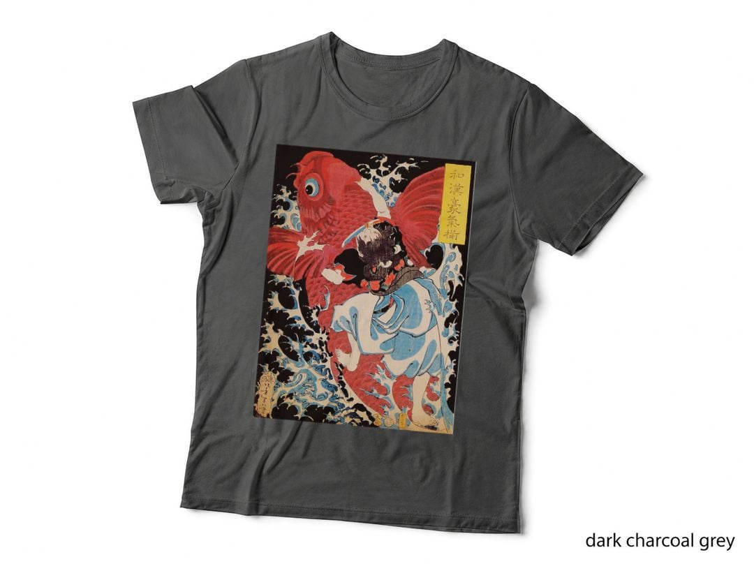 Japanese Retro Vintage Artwork Samurai on the Koi Fish T-Shirt