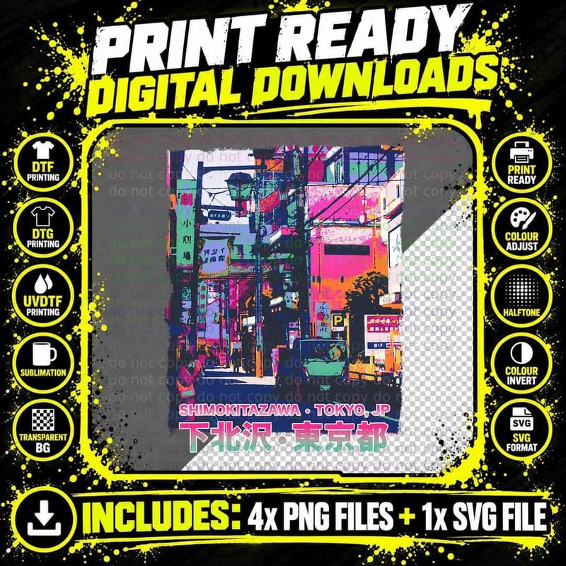 Japanese Streetwear Retro 90s Aesthetic Tokyo Graphic Png SVG Digital Bundle