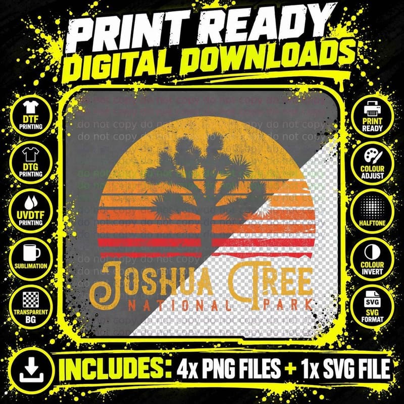 Joshua Tree National Park Shirt, Vintage US Nationalpark Png SVG Digital Bundle