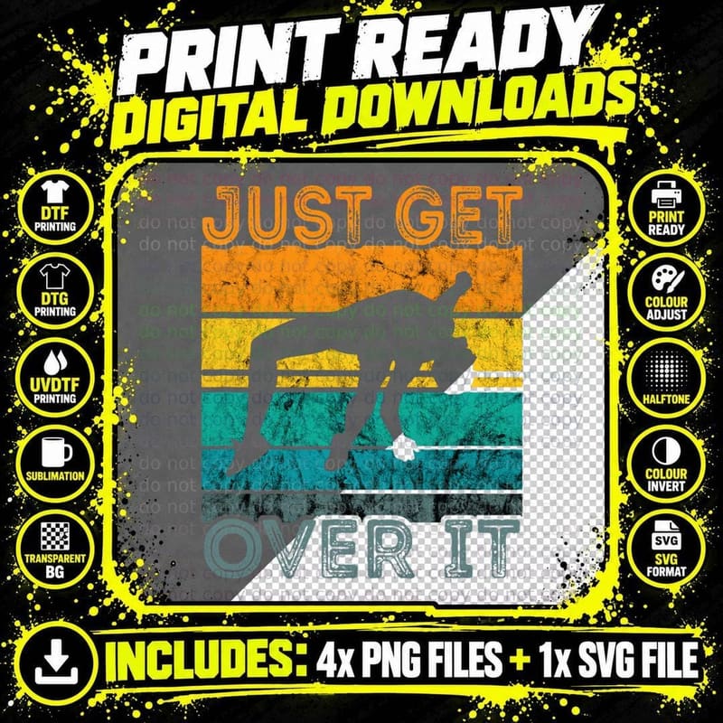 Just Get Over It Pole Vault Retro Vintage Pole Vaulting Png SVG Digital Bundle