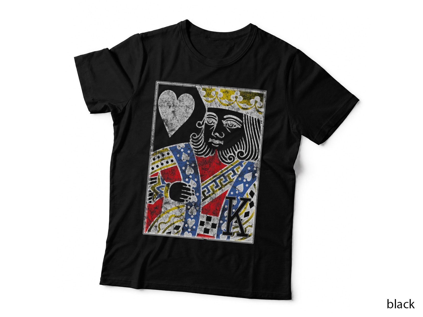 King of Hearts Vintage Look Distressed Playing Card T-Shirt