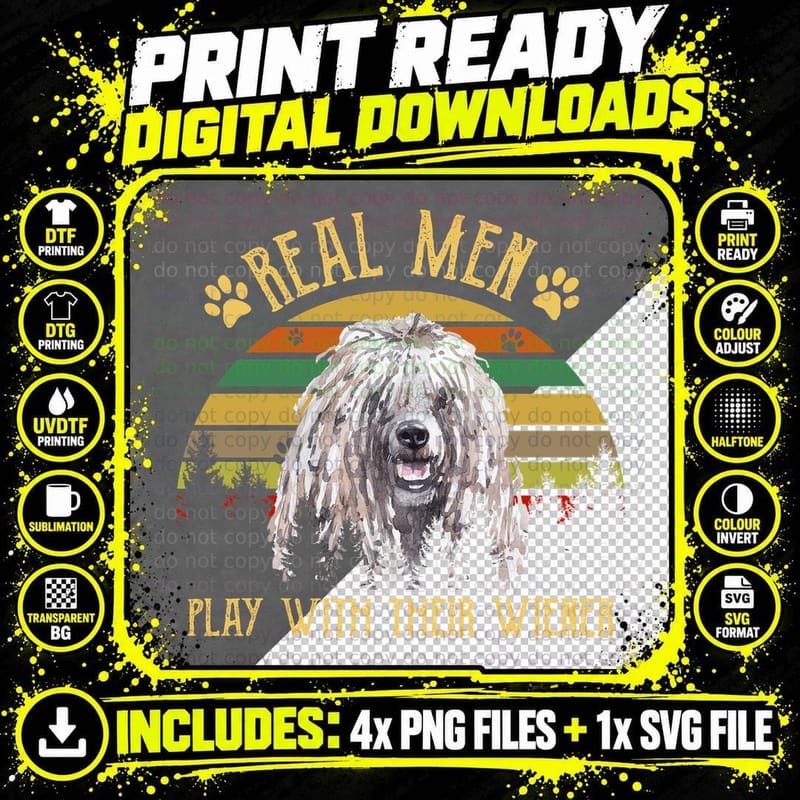 Komondor Puppy T-Shirt, Retro Vintage Style Png SVG Digital Bundle