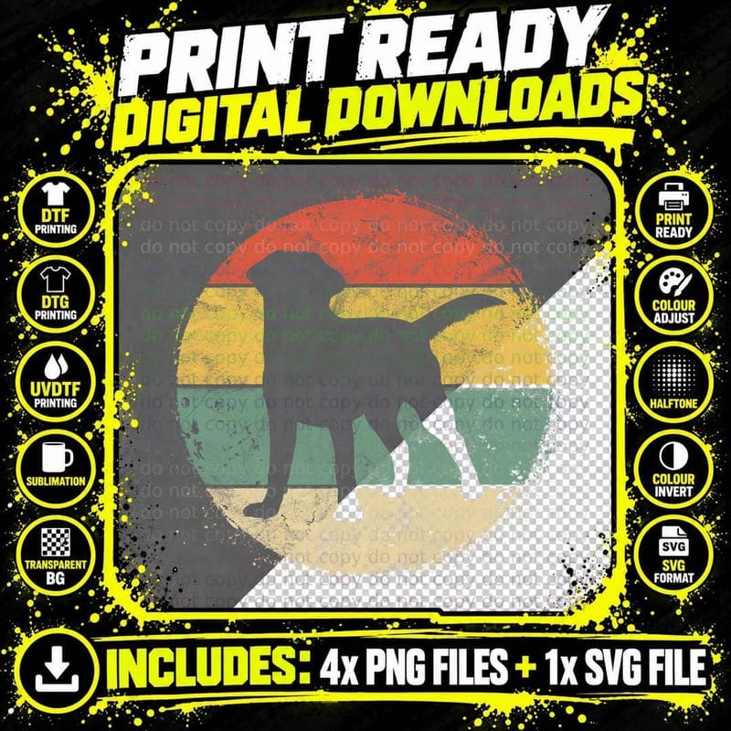 Labrador Retriever Owner Gift, Retro Vintage Style Png SVG Digital Bundle