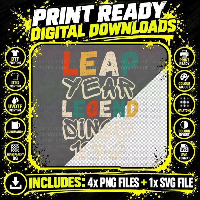 Leap Year Legend February 29th 1976 Retro T-Shirt Png SVG Digital Bundle