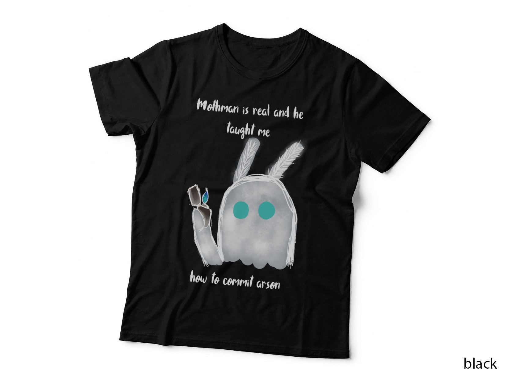 Live Laugh Lurk Mothman Tee, Retro Sunset Cryptid Red Eye Silhouette Art