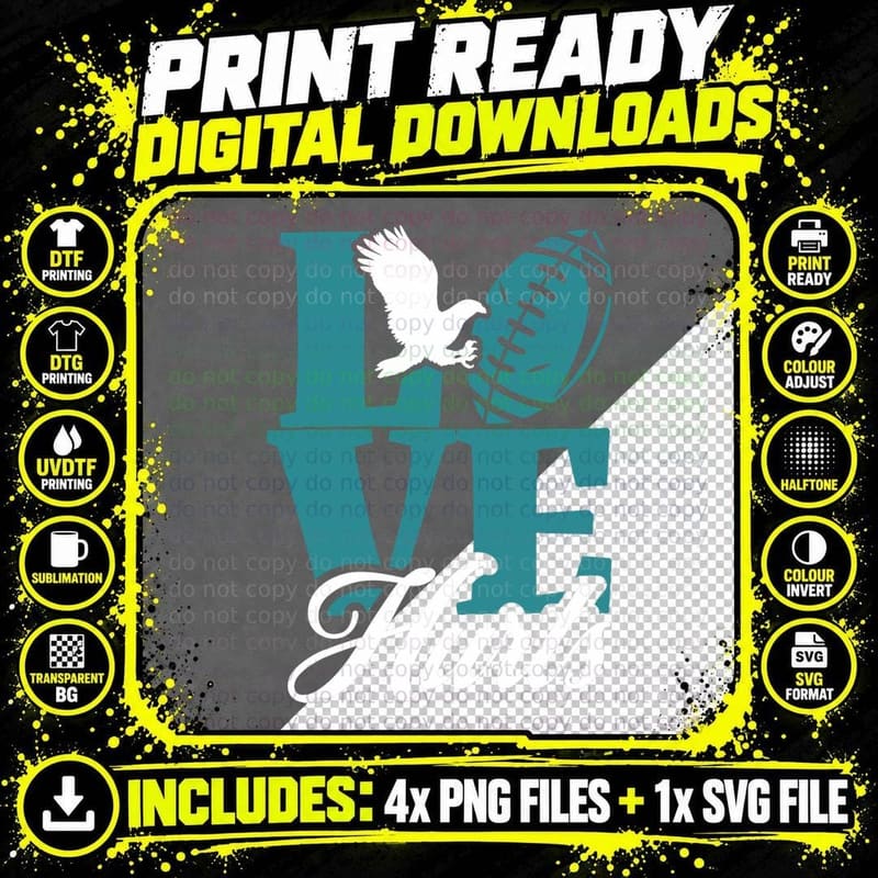 Love Hurts Eagles Retro T-Shirt Png SVG Digital Bundle