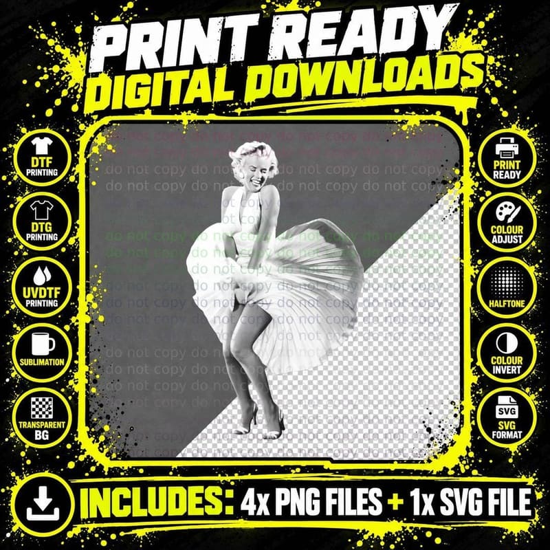 Marilyn Monroe Classic Dress Pose T-Shirt Png SVG Digital Bundle