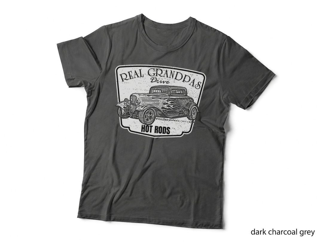 Mens Real Grandpas Drive Hot Rods Classic Car T Shirt