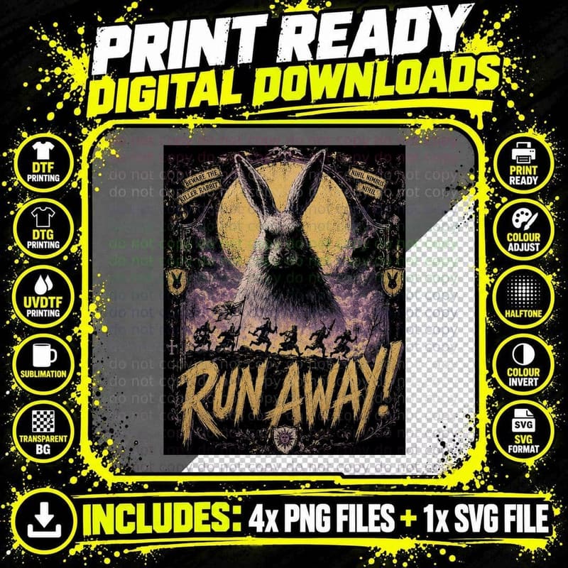 Monty Python and the Holy Grail Vintage Run Away Comedy Png SVG Digital Bundle