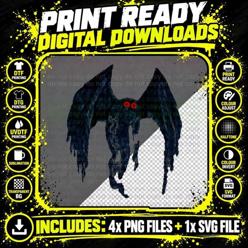 Mothman Point Pleasant Retro Cryptid Vintage T-Shirt Png SVG Digital Bundle