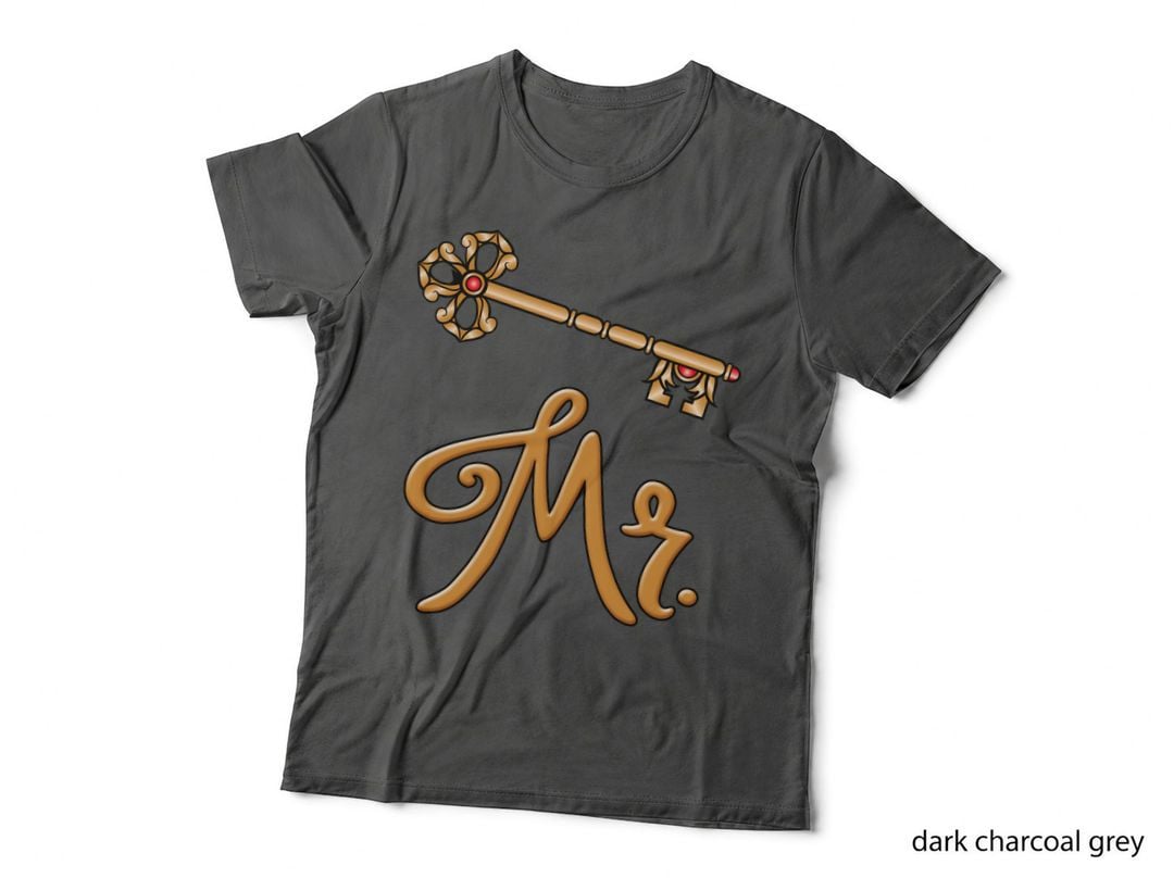 Mr. and Mrs. Key Design T-Shirt, Vintage Retro, Romantic Gift Idea