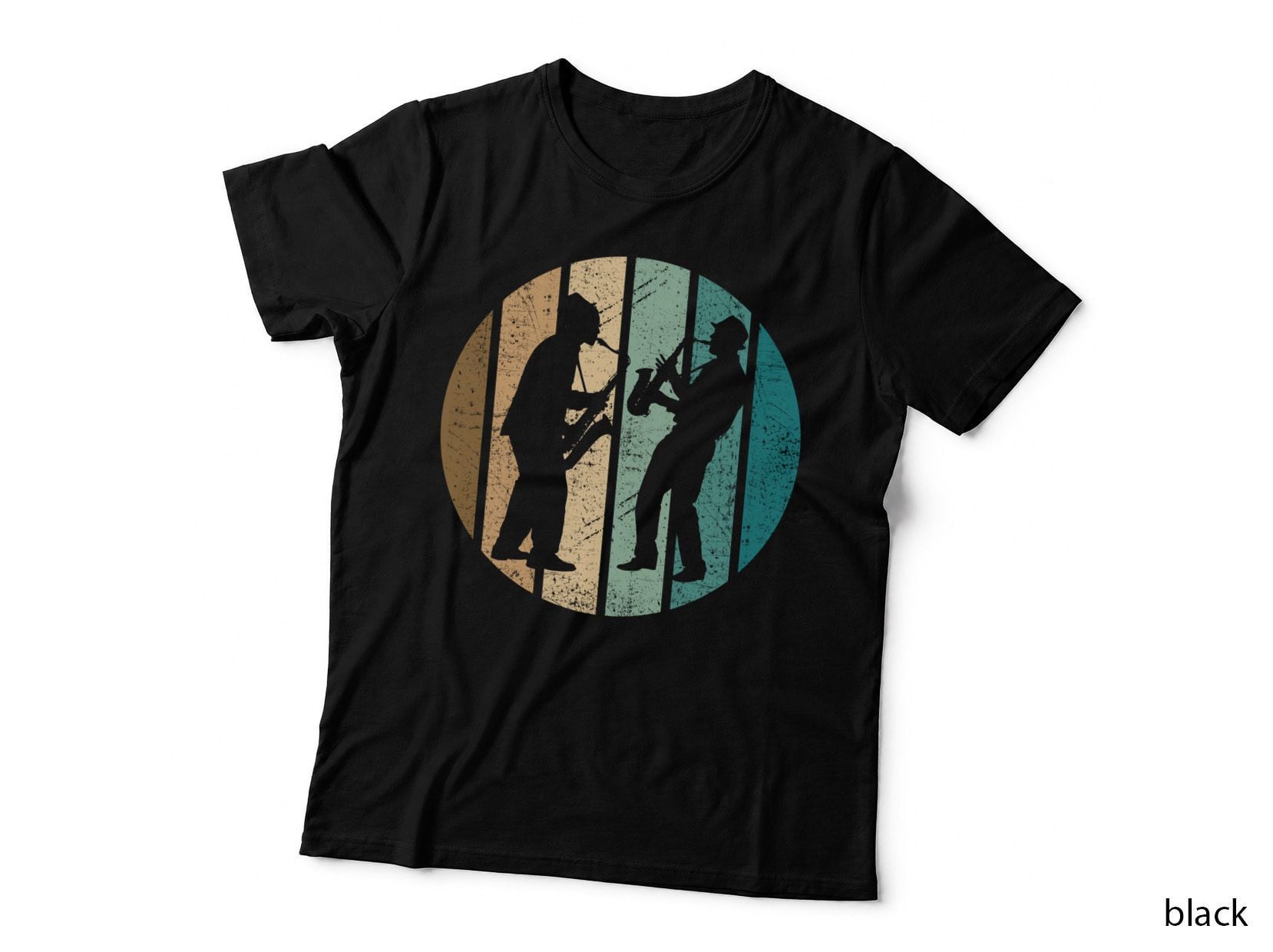 Musician Silhouettes T-Shirt, Vintage Jazz Theme, Music Lover Style