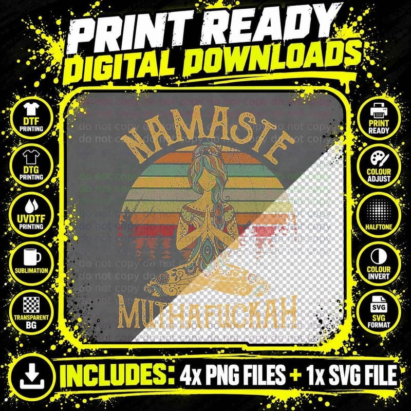 Namaste Muthafuckah Vintage Tshirt Yoga Lover Gift Png SVG Digital Bundle