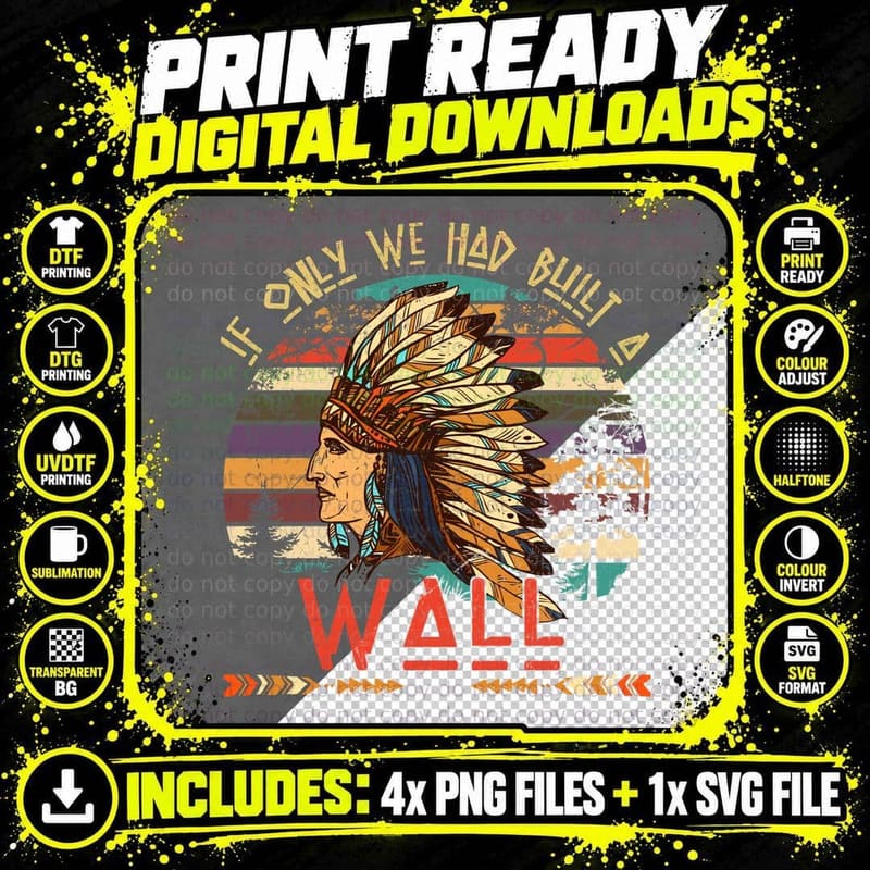 Native American Feather Headdress T-Shirt Png SVG Digital Bundle