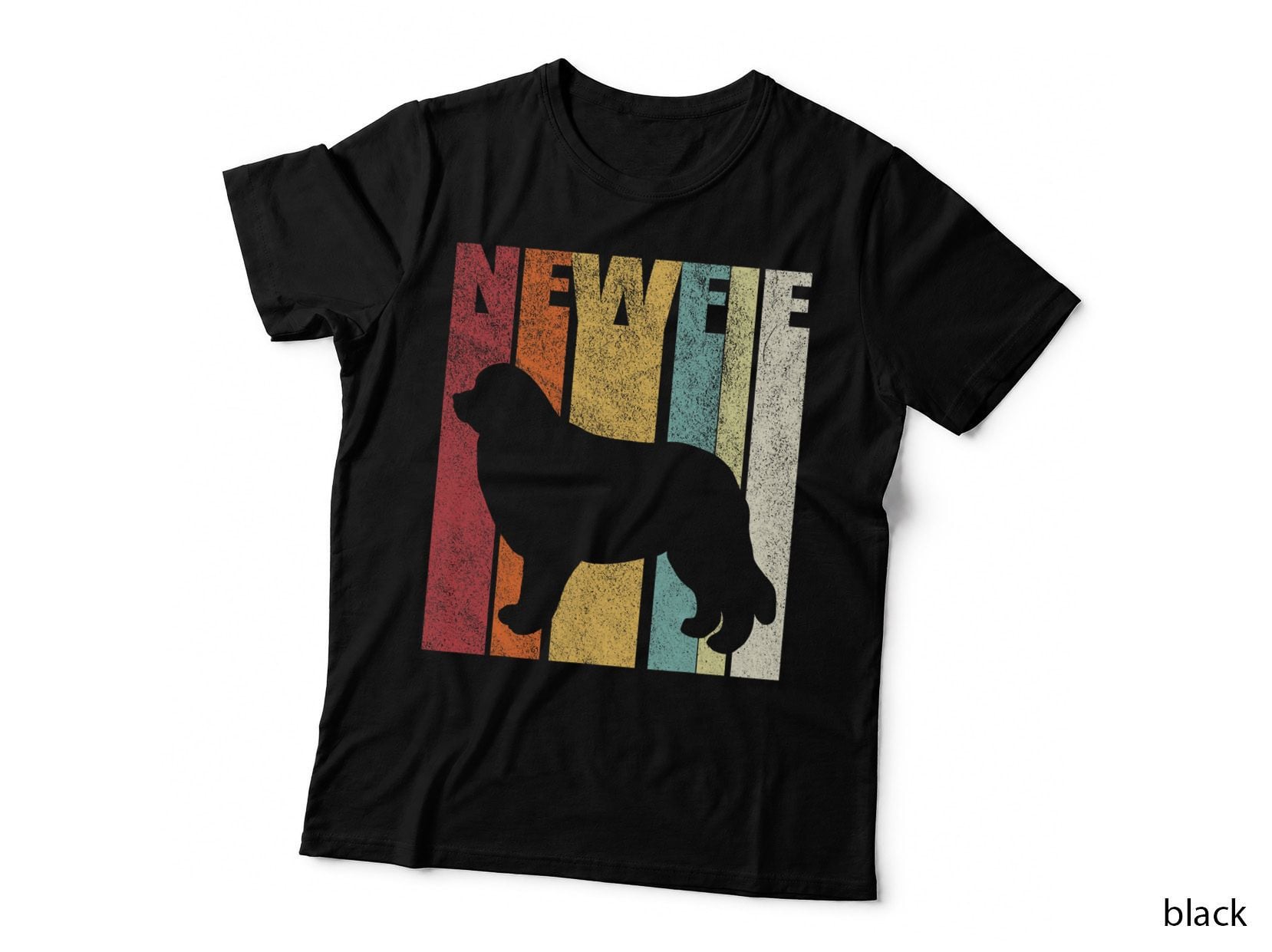 Newfie Silhouette T-Shirt, Retro Vintage Style, Pet Lover Apparel