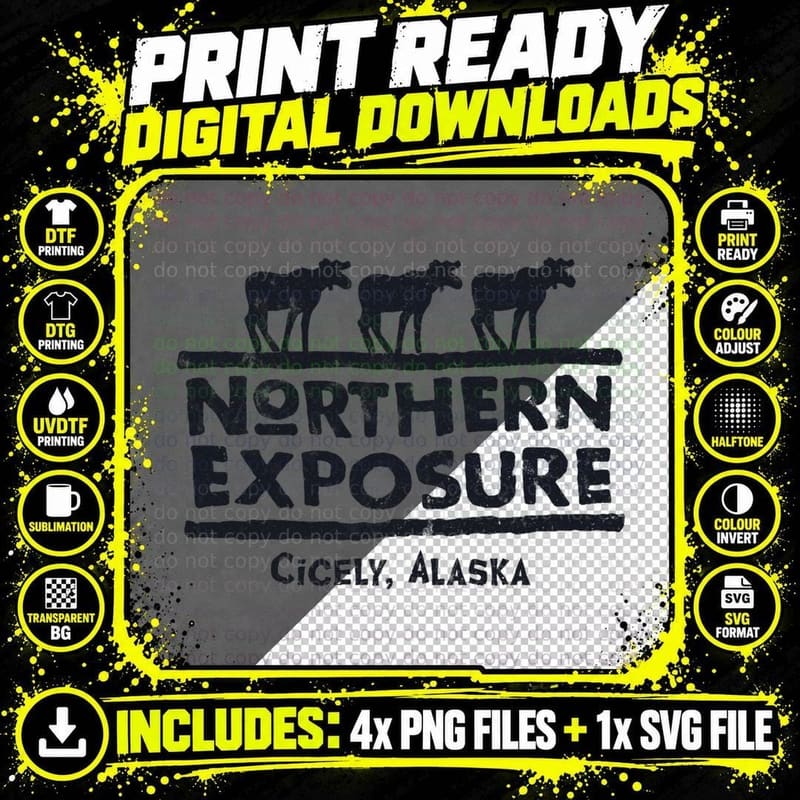 Northern Exposure T-Shirt, Cicely Alaska Three Moose Png SVG Digital Bundle