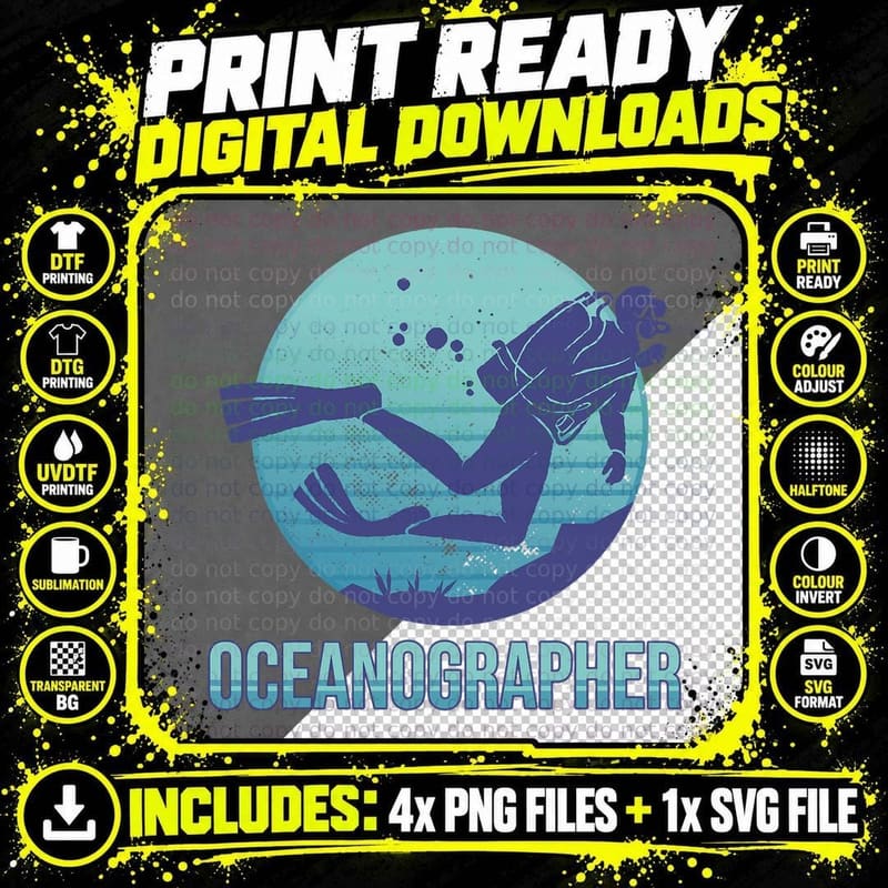 Oceanographer Marine Life Ecosystem Vintage Oceanography Png SVG Digital Bundle
