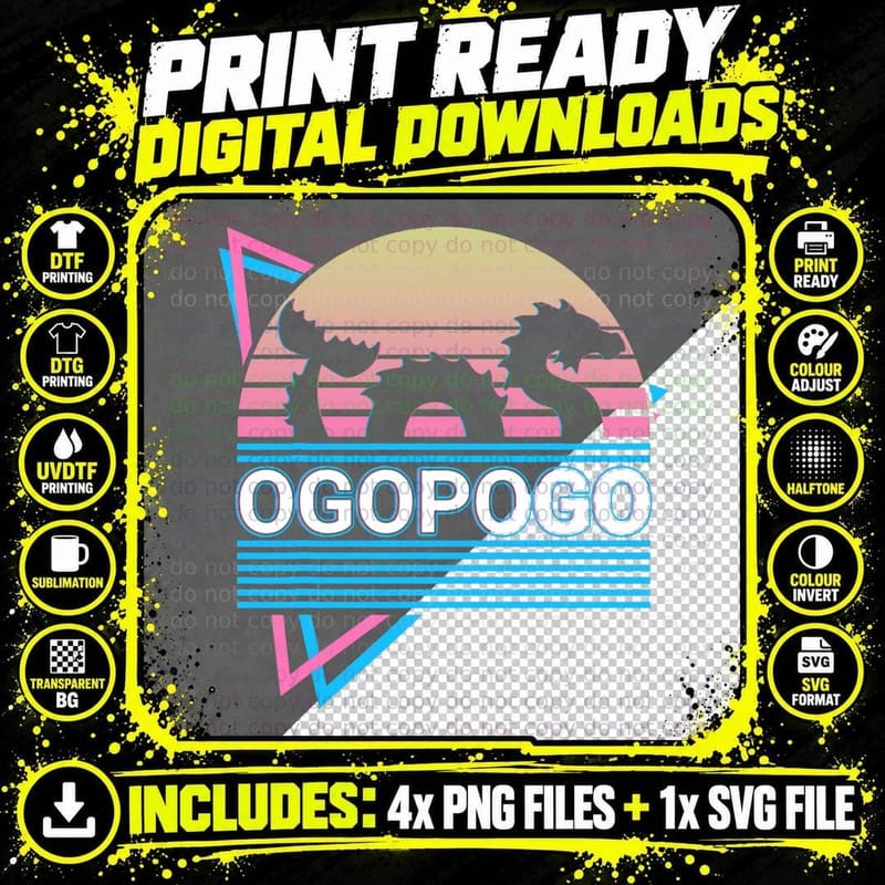 Ogopogo Cryptid Cryptozoology Retro T-Shirt Png SVG Digital Bundle