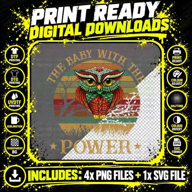 Owl T-Shirt, Vintage Retro Print, Nature Lover Apparel Png SVG Digital Bundle