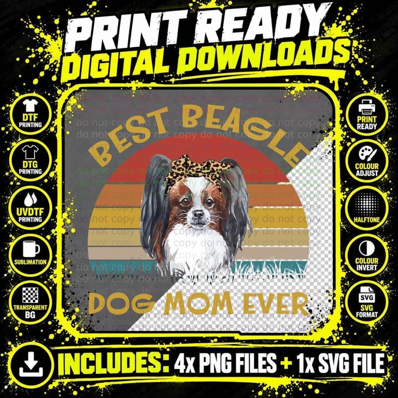 Papillon T-Shirt, Vintage Retro, Pet Lover Apparel Png SVG Digital Bundle