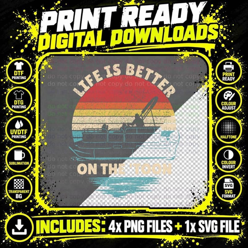 Pontoon Boat T-Shirt, Vintage Retro, Boating Fun Png SVG Digital Bundle