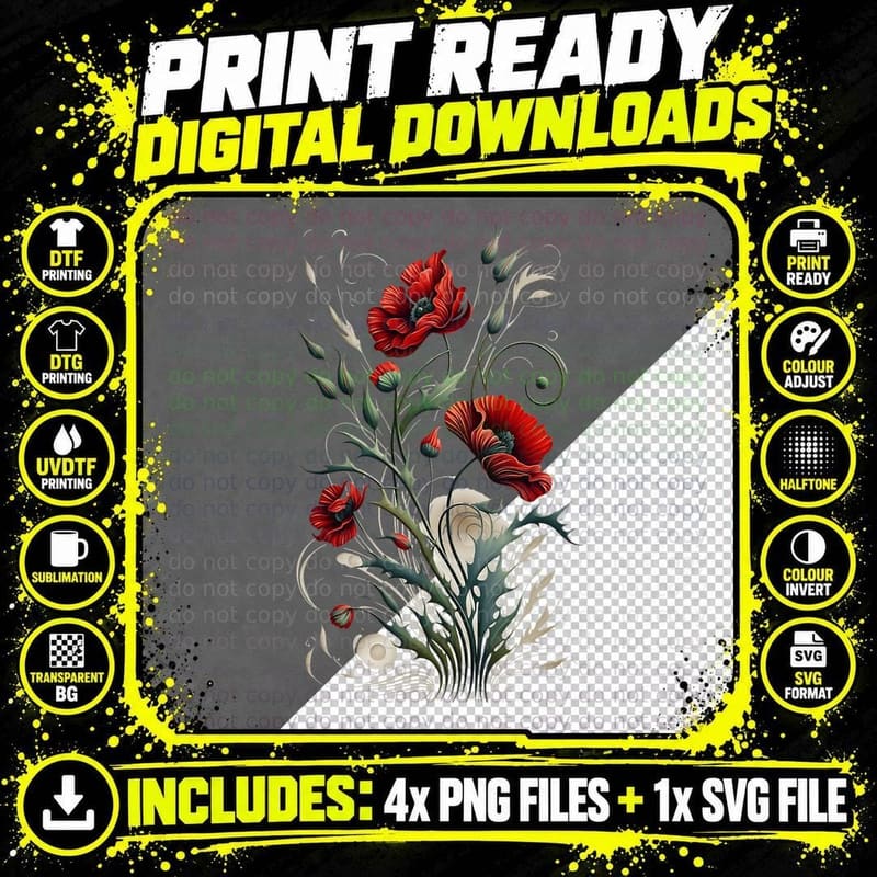 Poppies, Spring Bloomers, Summer, Flower, Vintage Png SVG Digital Bundle